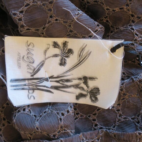 NWT SUGARLIPS silk crochet dress grey silve eyelet Sml babydoll y2k fairy - Picture 8 of 15